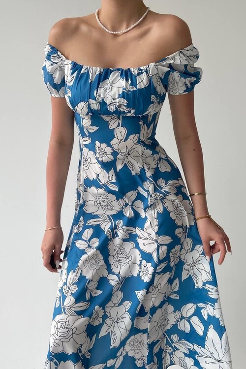 Square Neck Floral Dress