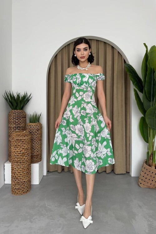 Square Neck Floral Dress