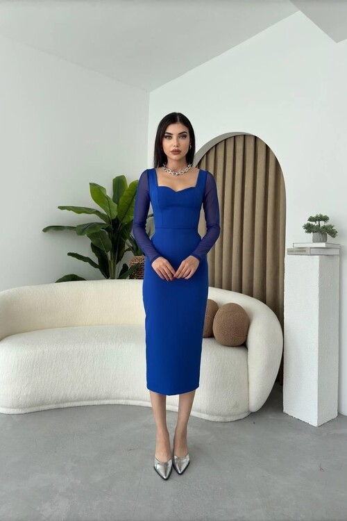 Masha Sleeves Tulle Midi Dress