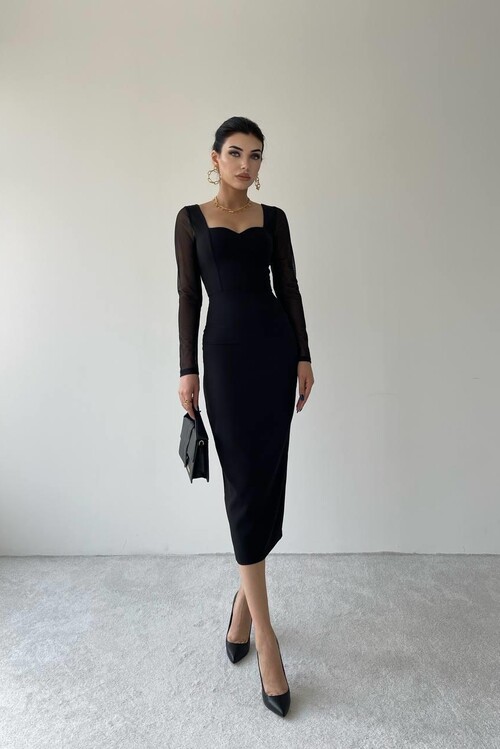 Masha Kolları Tül Midi Elbise