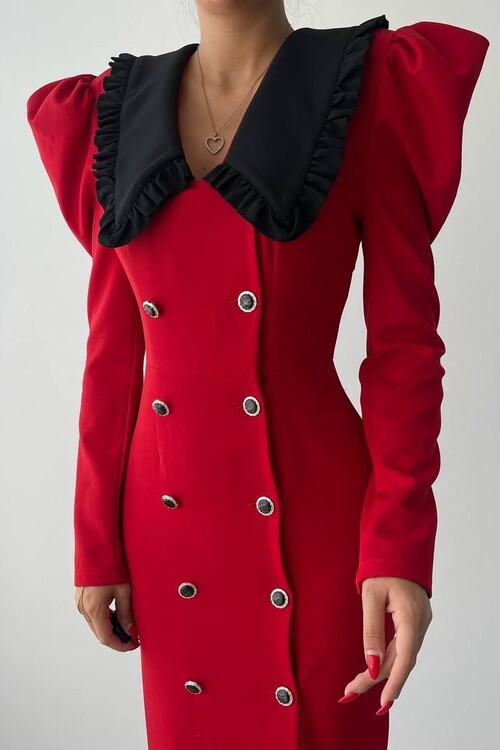 Palmas Geniş Yakalı Elbise