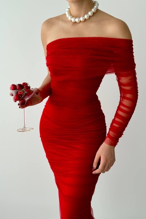 Polack One Shoulder Tulle Dress