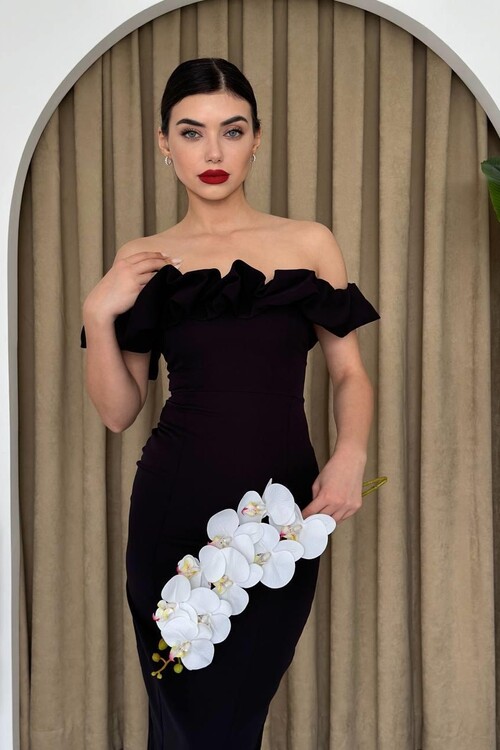 Popi Madonna Yaka Kalem Elbise