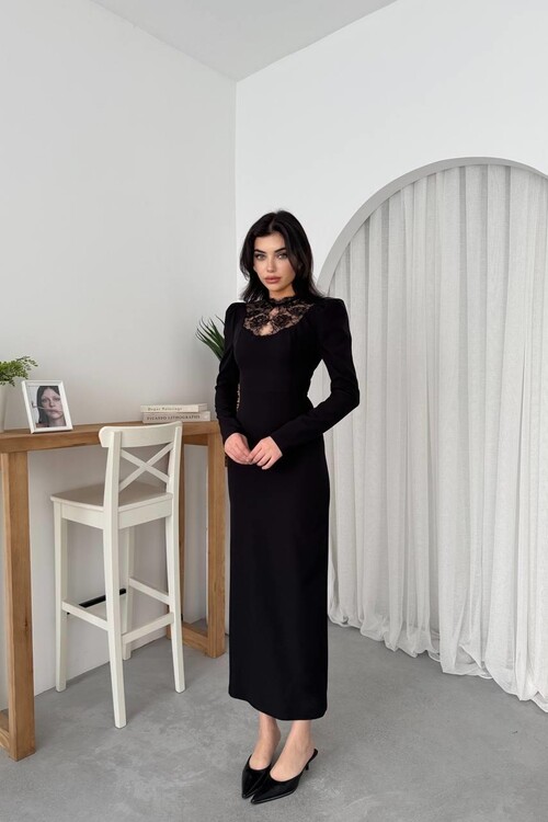 Port Dantel Detay Elbise