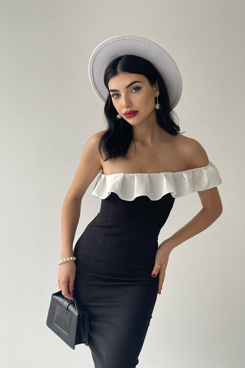 Sophia Flounce Pencil Midi Dress