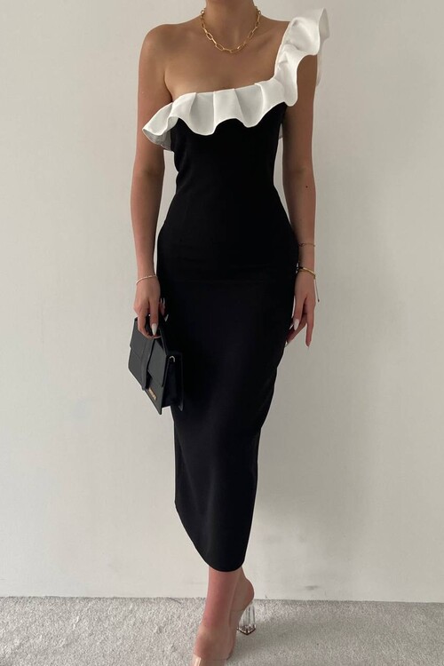 Sophia Flounce Pencil Midi Dress