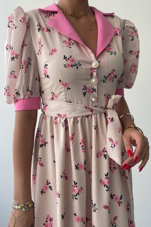 Vesoul Yakalı Midi Boy Elbise