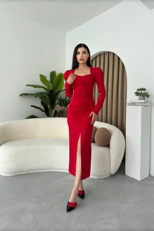 Volante Square Neck Dress