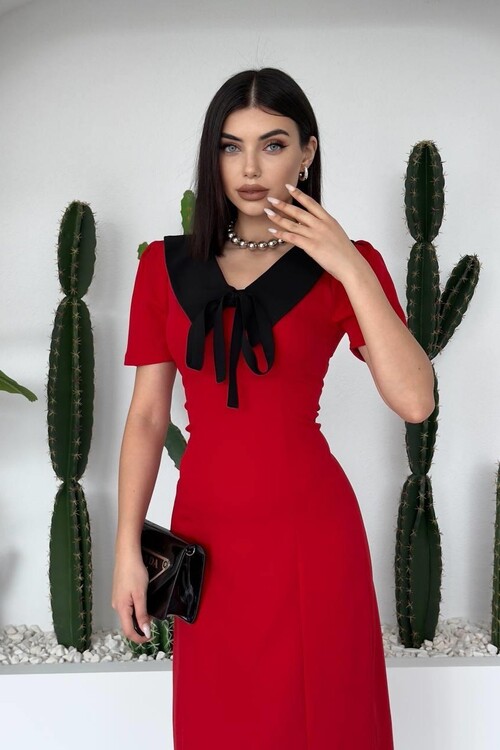 Zerra Collar Ribbon Detail Dress