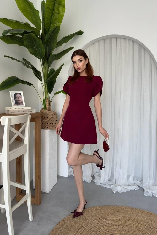 Alka İncili Fiyonk Detay Elbise