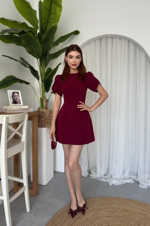 Alka İncili Fiyonk Detay Elbise