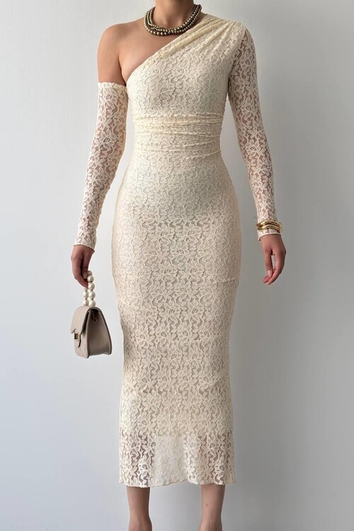 Bees One Shoulder Detailed Dress