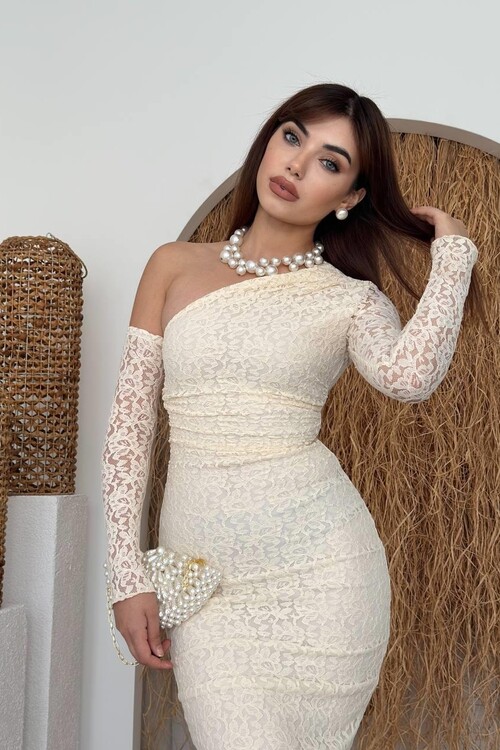 Bees One Shoulder Detailed Dress