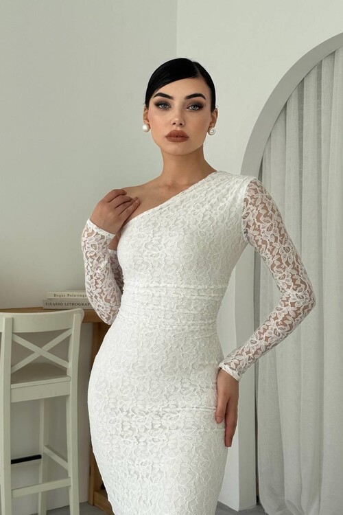 Bees One Shoulder Detailed Dress