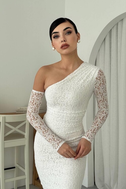 Bees One Shoulder Detailed Dress