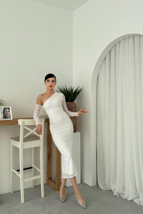 Bees One Shoulder Detailed Dress