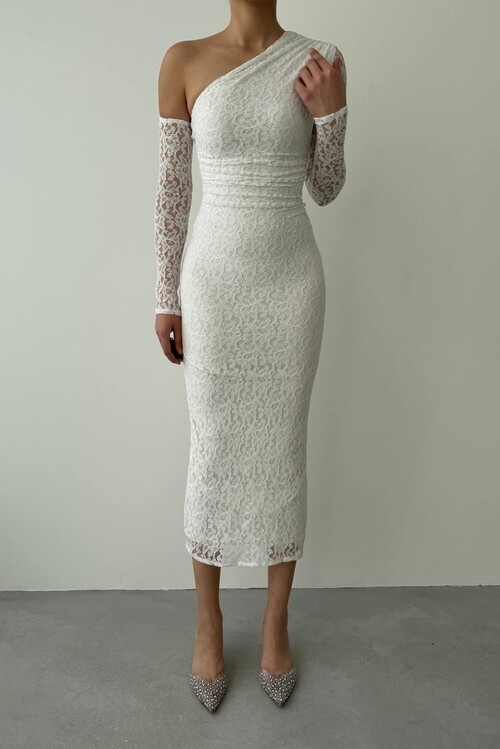 Bees One Shoulder Detailed Dress