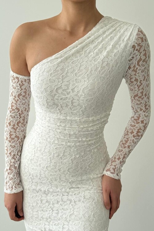 Bees One Shoulder Detailed Dress