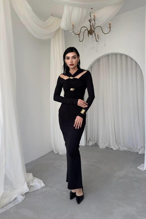 Dande Brooch Detailed Dress