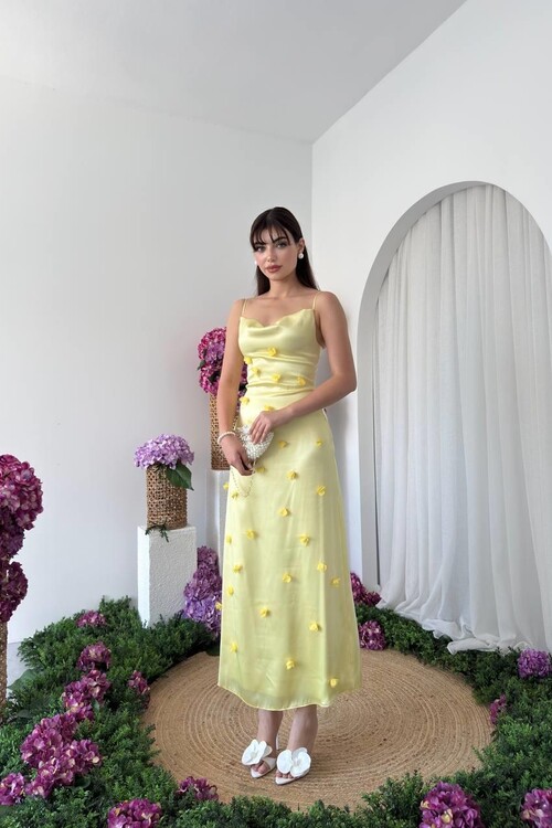 Dora Çiçek Detaylı Elbise