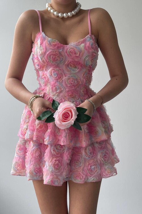 Flora İp Askılı Elbise