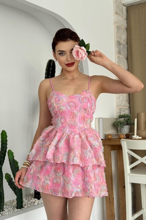 Flora İp Askılı Elbise