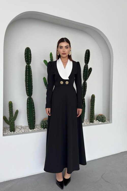 Heram Şal Yaka Elbise