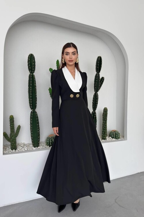 Heram Şal Yaka Elbise