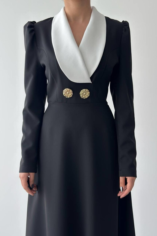 Heram Şal Yaka Elbise