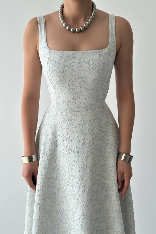 Kalf Çiçek Detaylı Elbise