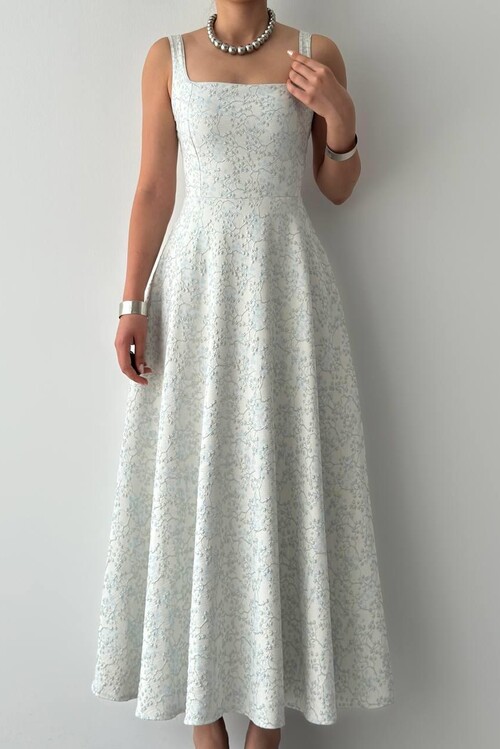 Kalf Çiçek Detaylı Elbise