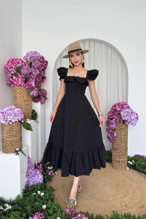 Kapuda Fırfırlı Elbise