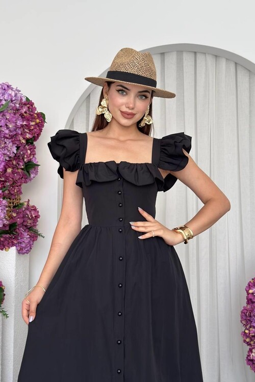 Kapuda Fırfırlı Elbise