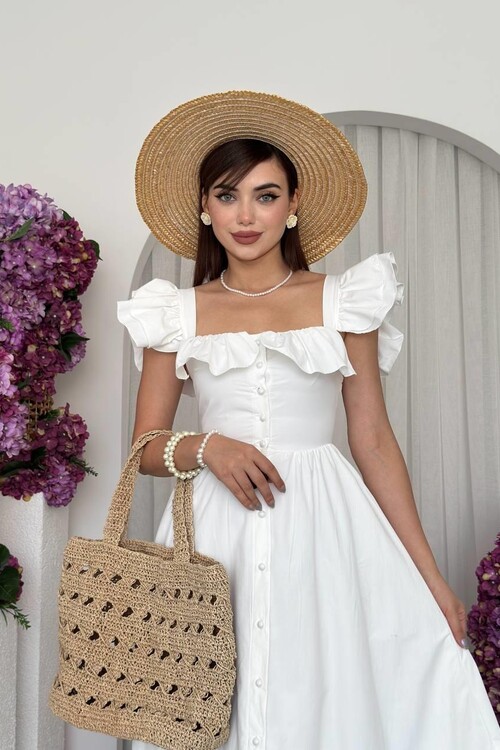 Kapuda Fırfırlı Elbise