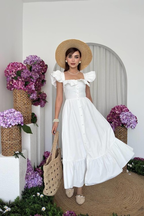 Kapuda Fırfırlı Elbise