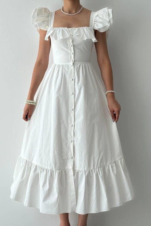 Kapuda Fırfırlı Elbise