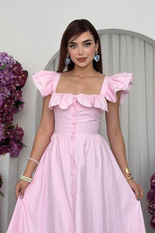 Kapuda Fırfırlı Elbise