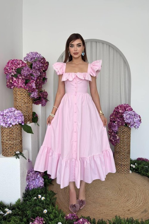 Kapuda Fırfırlı Elbise