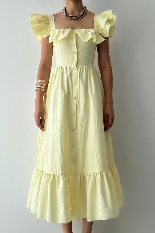 Kapuda Fırfırlı Elbise