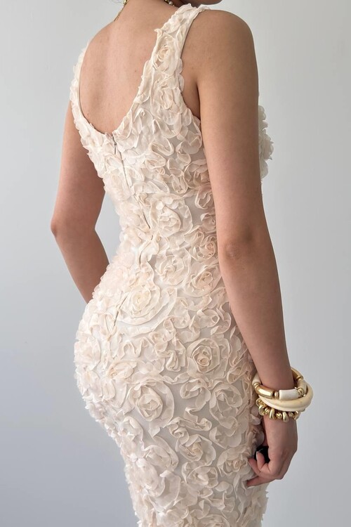 Kren Gül Detaylı Elbise