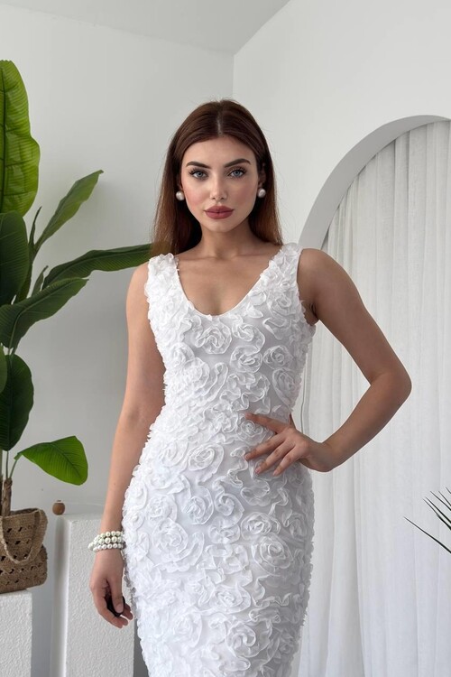 Kren Gül Detaylı Elbise