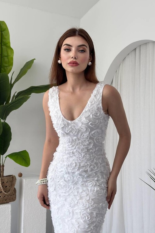 Kren Gül Detaylı Elbise