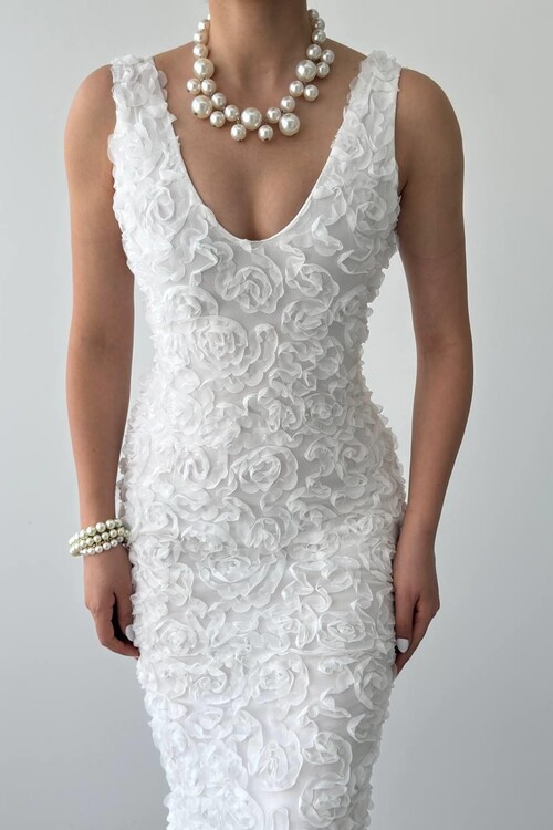 Kren Gül Detaylı Elbise