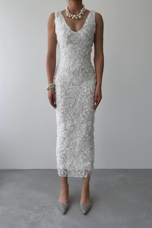 Kren Gül Detaylı Elbise