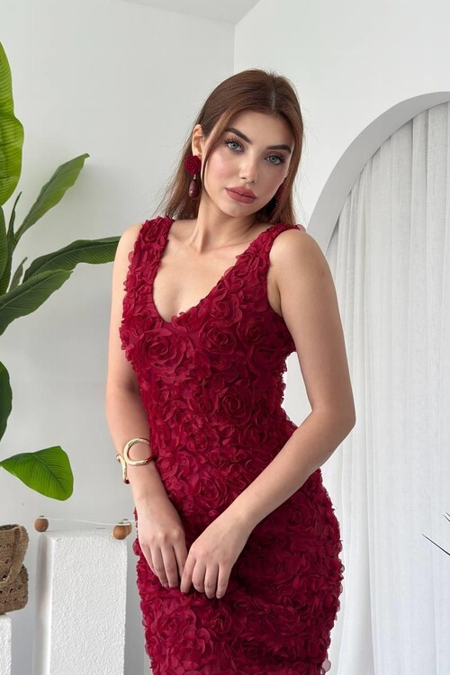 Kren Gül Detaylı Elbise