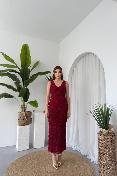 Kren Gül Detaylı Elbise