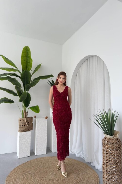 Kren Gül Detaylı Elbise