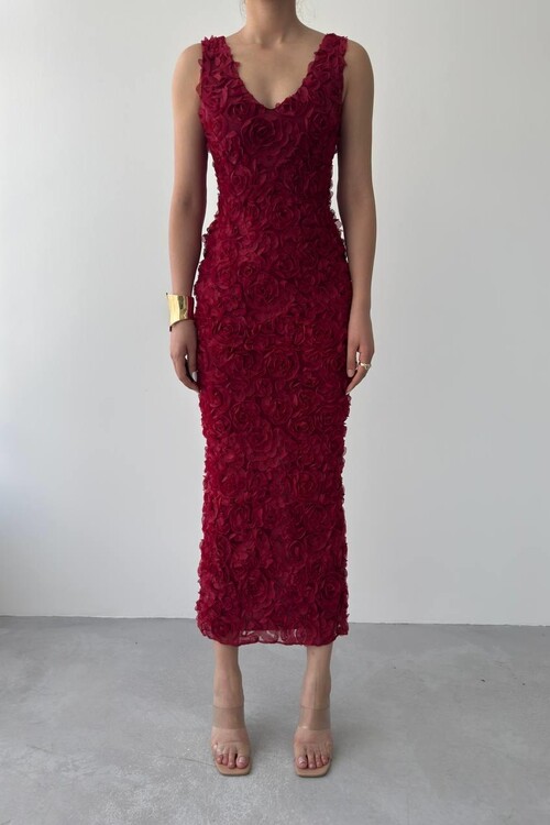 Kren Gül Detaylı Elbise