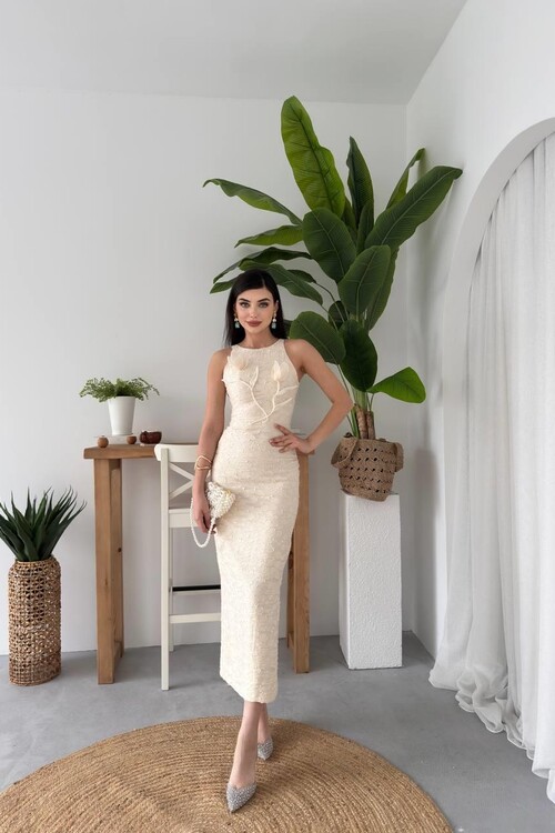 Lers Çiçek Detaylı Elbise