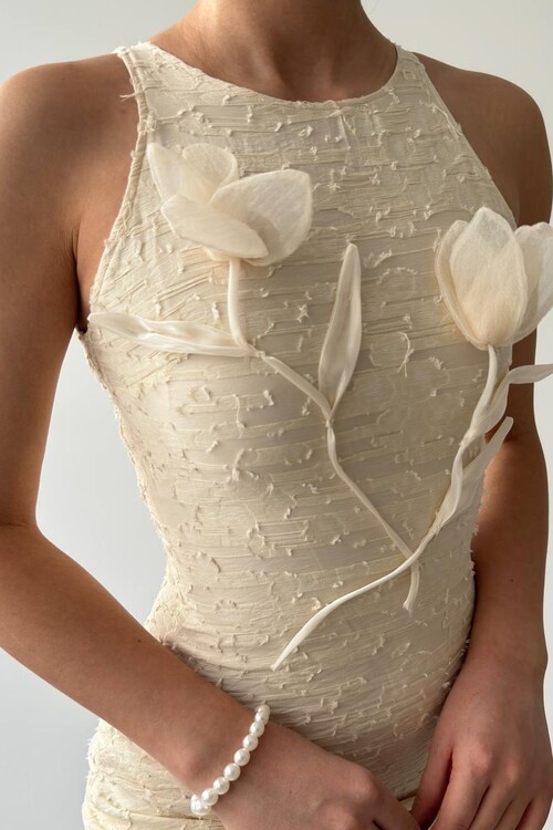 Lers Çiçek Detaylı Elbise